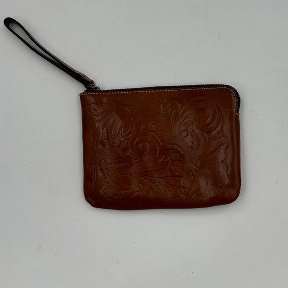 Patrica Nash CassinEmbossed Leather Wristlet Clutch Bag With Zipper & Wrist Stra - Picture 2 of 15